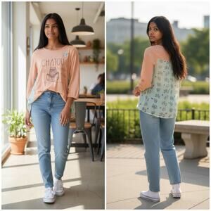 RED HORSE VINGT-TROIS CHATOU Owl Reading Blouse Unique Size Medium